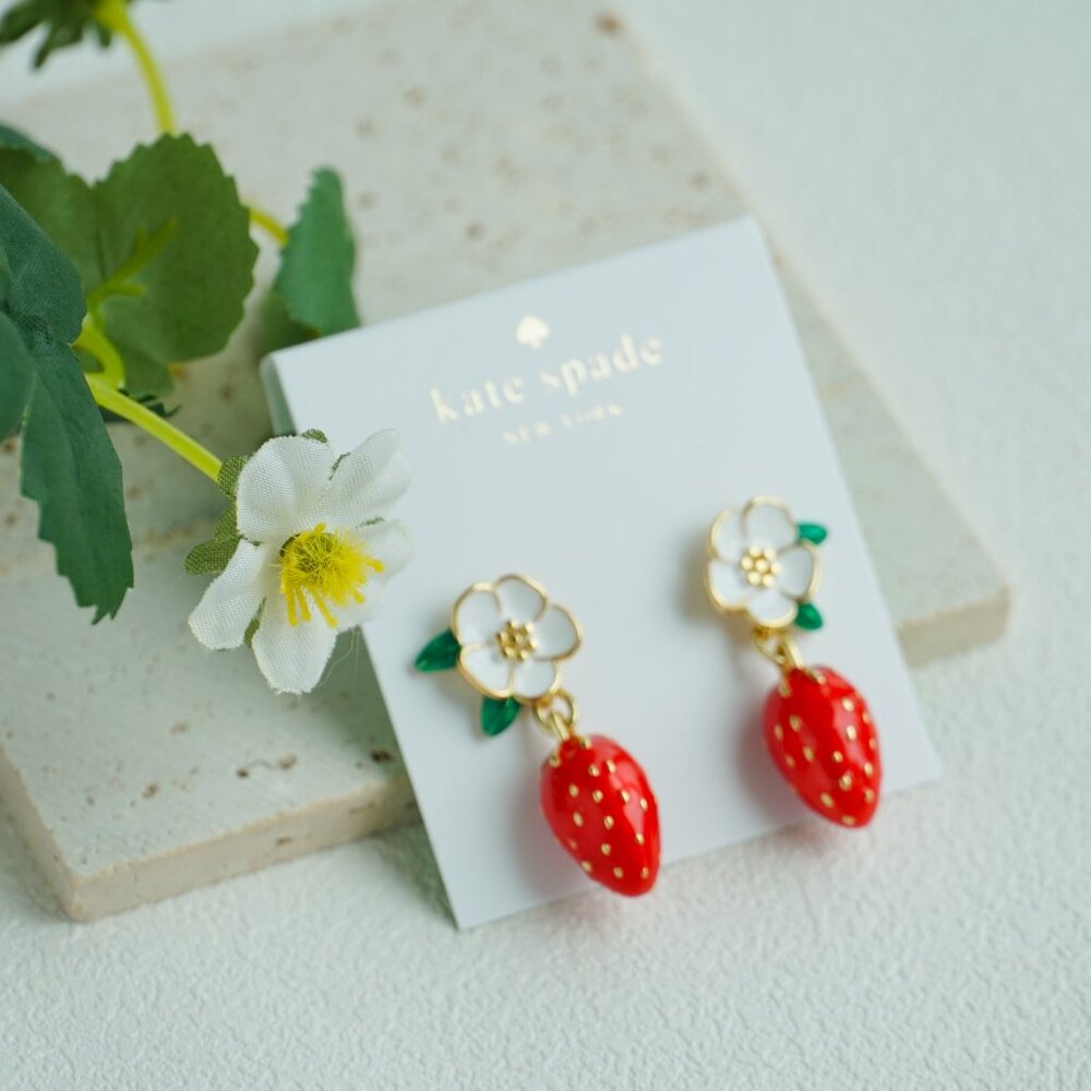 Kate Spade strawberry earrings - Picture 5 of 9